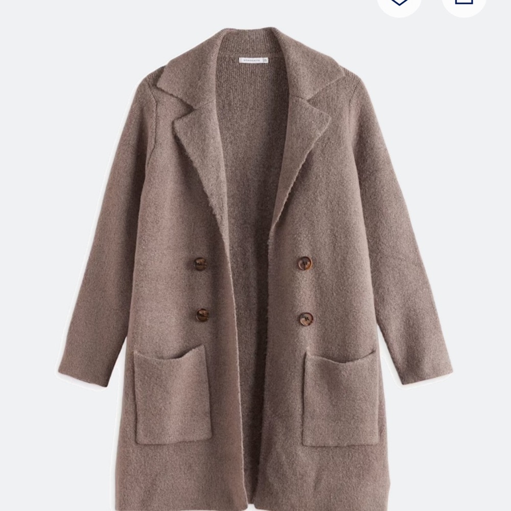 Women's Brown Double-Breasted Coatigan